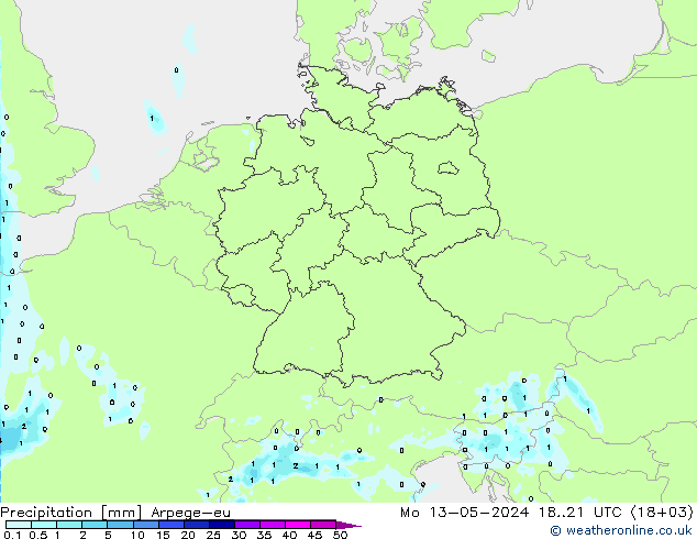 降水 Arpege-eu 星期一 13.05.2024 21 UTC