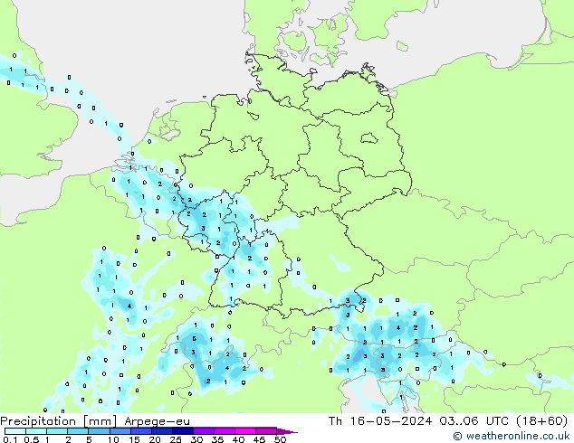 Precipitation Arpege-eu Th 16.05.2024 06 UTC