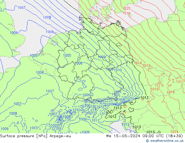 Luchtdruk (Grond) Arpege-eu wo 15.05.2024 09 UTC