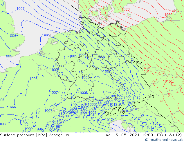 Bodendruck Arpege-eu Mi 15.05.2024 12 UTC
