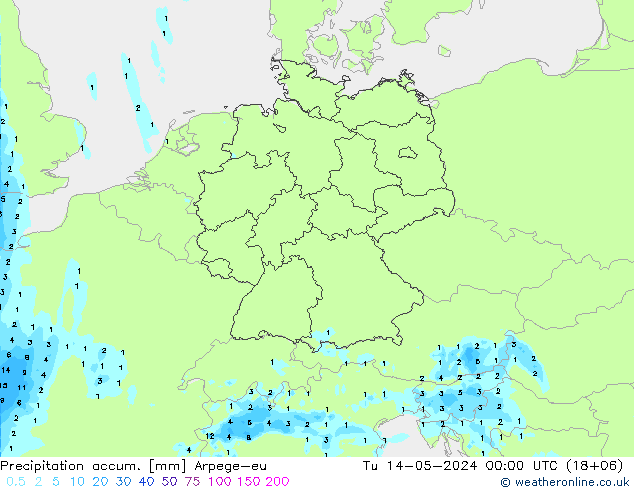 Precipitation accum. Arpege-eu Ter 14.05.2024 00 UTC