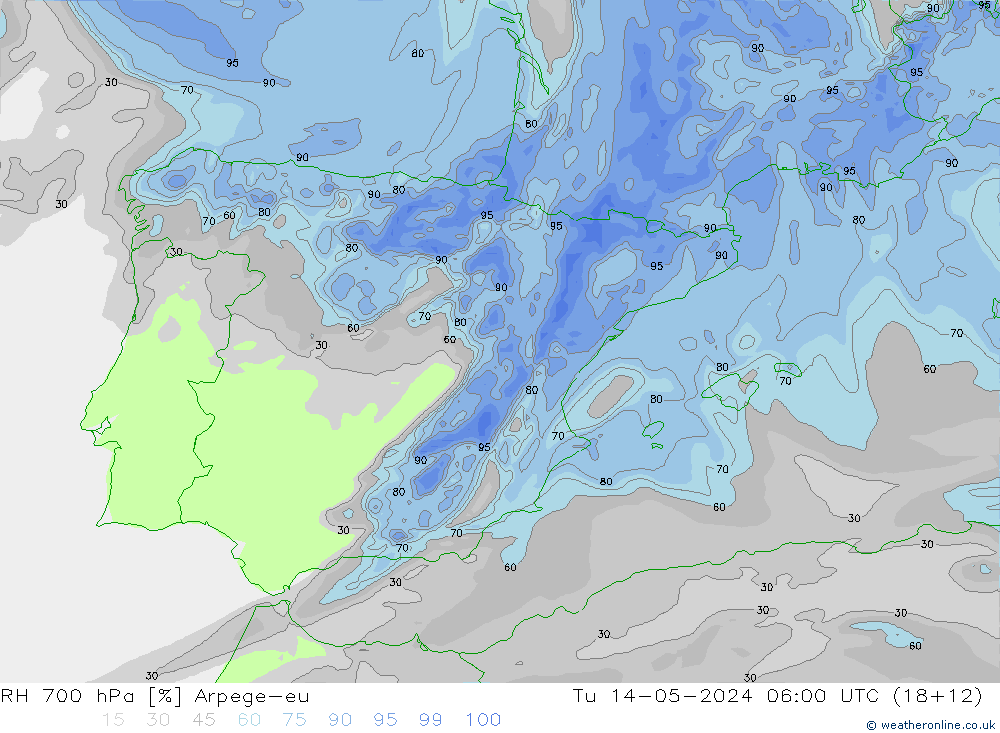 RV 700 hPa Arpege-eu di 14.05.2024 06 UTC