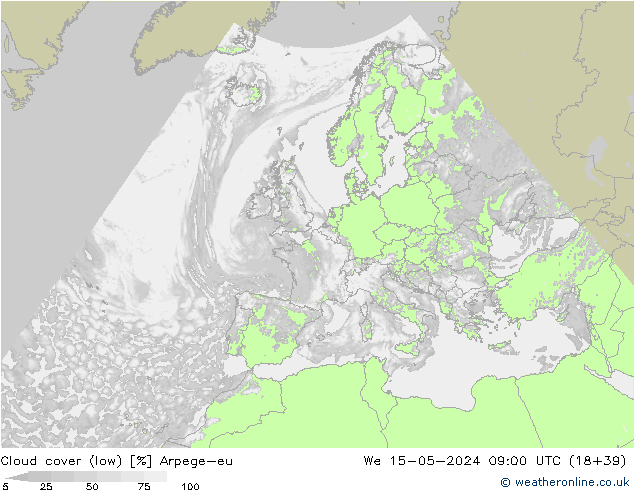 Bulutlar (düşük) Arpege-eu Çar 15.05.2024 09 UTC