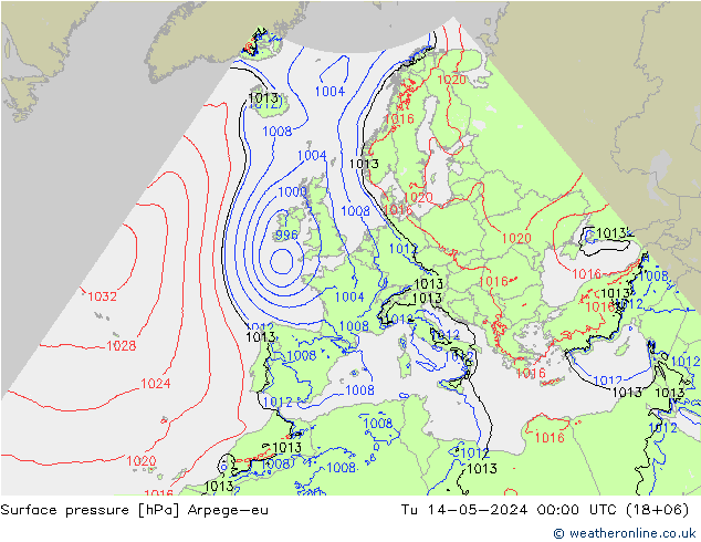Presión superficial Arpege-eu mar 14.05.2024 00 UTC