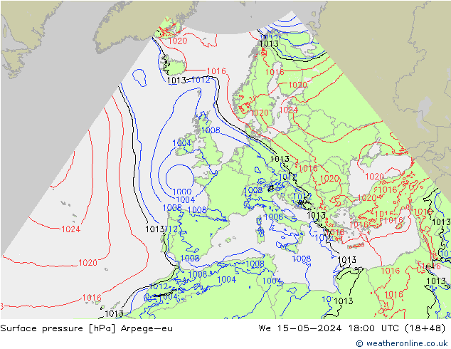 Bodendruck Arpege-eu Mi 15.05.2024 18 UTC