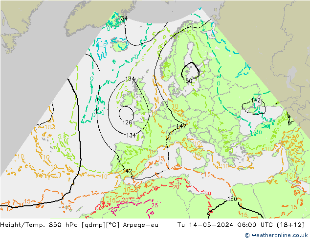 Height/Temp. 850 hPa Arpege-eu Ter 14.05.2024 06 UTC