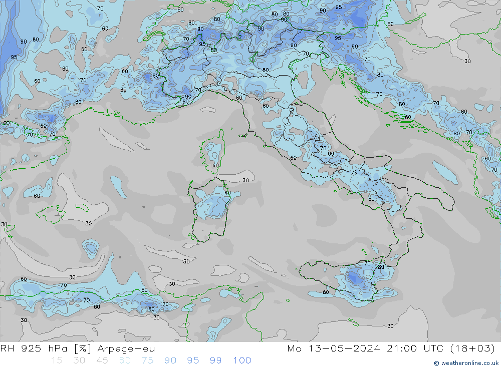 RV 925 hPa Arpege-eu ma 13.05.2024 21 UTC