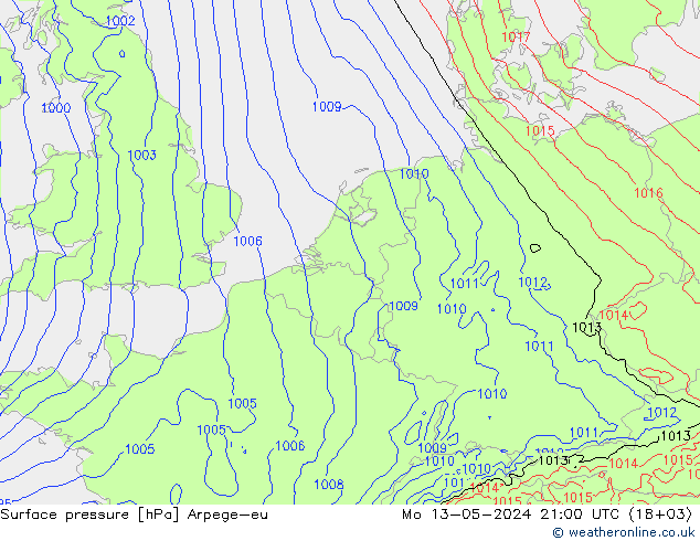 приземное давление Arpege-eu пн 13.05.2024 21 UTC