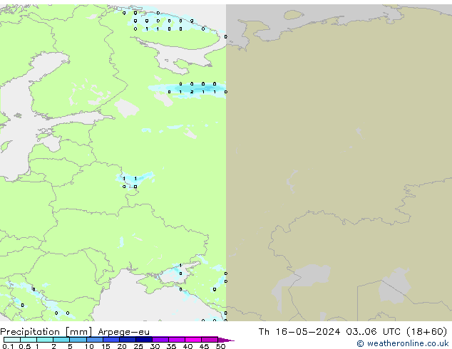 Precipitation Arpege-eu Th 16.05.2024 06 UTC