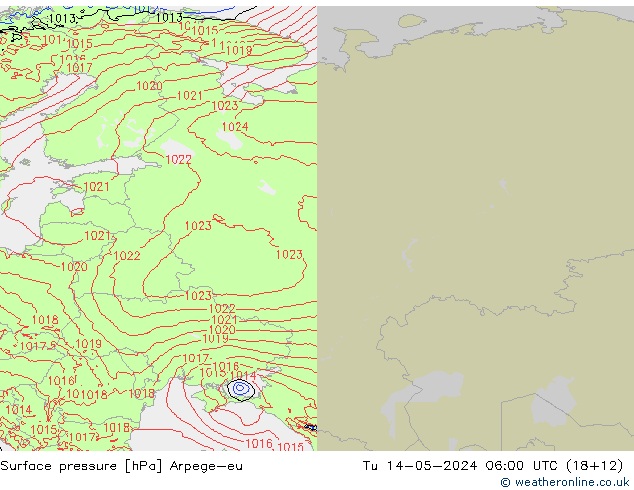 Bodendruck Arpege-eu Di 14.05.2024 06 UTC
