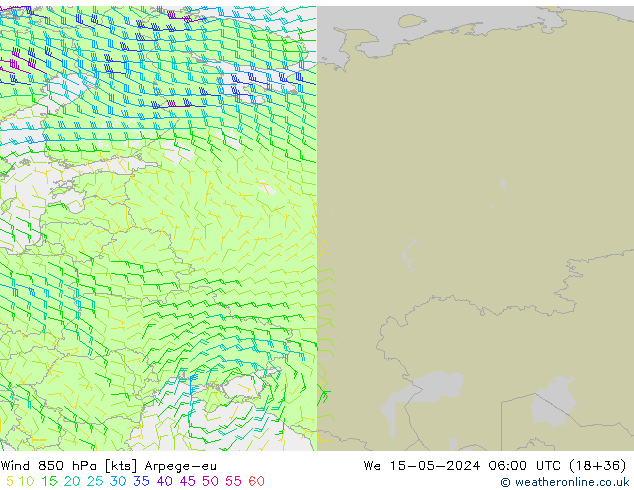 Rüzgar 850 hPa Arpege-eu Çar 15.05.2024 06 UTC
