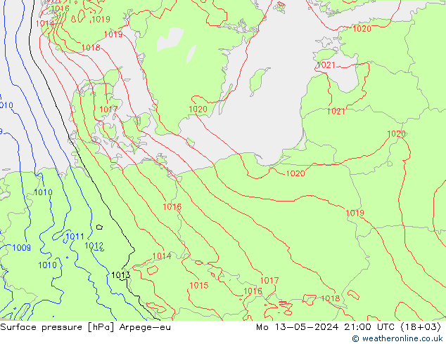 Luchtdruk (Grond) Arpege-eu ma 13.05.2024 21 UTC