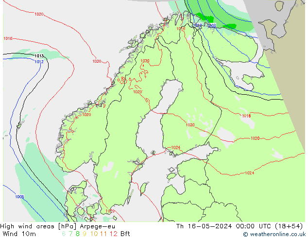 yüksek rüzgarlı alanlar Arpege-eu Per 16.05.2024 00 UTC
