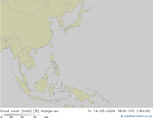 Bewolking (Totaal) Arpege-eu di 14.05.2024 18 UTC