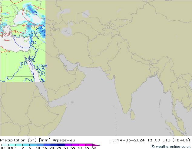 降水量 (6h) Arpege-eu 星期二 14.05.2024 00 UTC