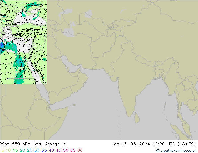 Rüzgar 850 hPa Arpege-eu Çar 15.05.2024 09 UTC