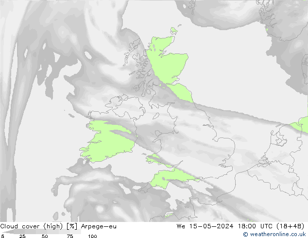 Bewolking (Hoog) Arpege-eu wo 15.05.2024 18 UTC