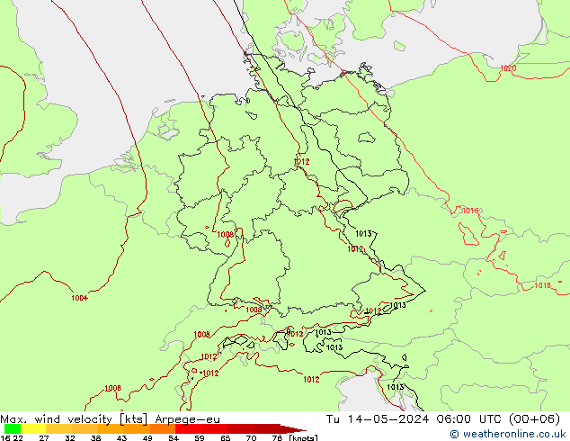 Windböen Arpege-eu Di 14.05.2024 06 UTC