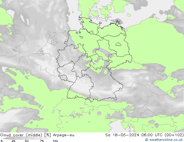 облака (средний) Arpege-eu сб 18.05.2024 06 UTC