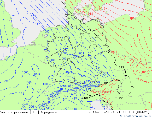 Pressione al suolo Arpege-eu mar 14.05.2024 21 UTC
