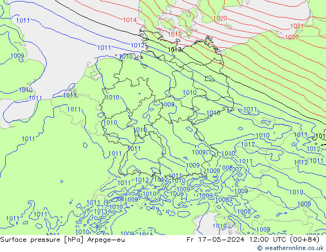 地面气压 Arpege-eu 星期五 17.05.2024 12 UTC