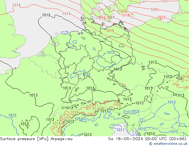 Bodendruck Arpege-eu Sa 18.05.2024 00 UTC