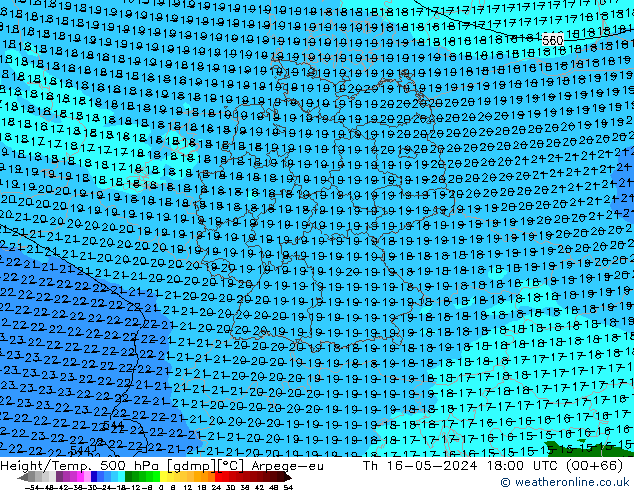 Yükseklik/Sıc. 500 hPa Arpege-eu Per 16.05.2024 18 UTC