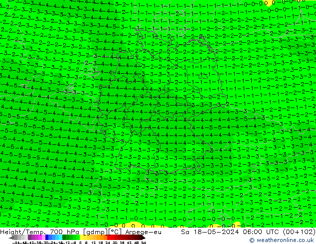 Hoogte/Temp. 700 hPa Arpege-eu za 18.05.2024 06 UTC
