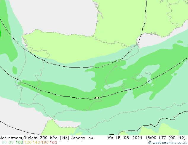 Jet stream Arpege-eu Qua 15.05.2024 18 UTC