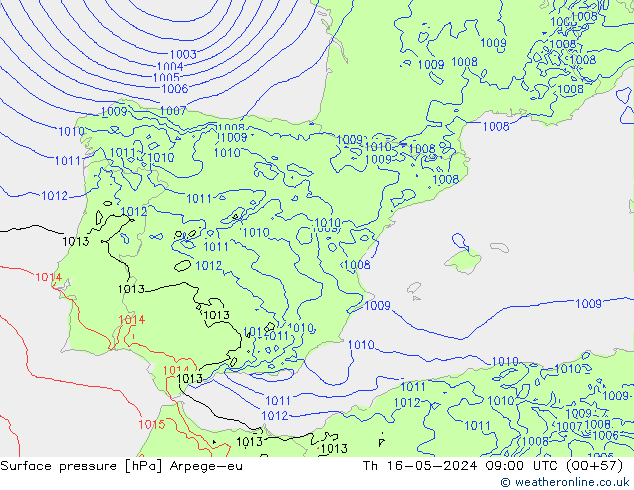 Yer basıncı Arpege-eu Per 16.05.2024 09 UTC