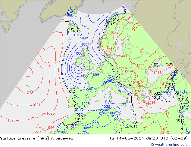 Yer basıncı Arpege-eu Sa 14.05.2024 09 UTC