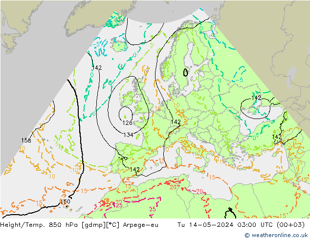Height/Temp. 850 hPa Arpege-eu  14.05.2024 03 UTC
