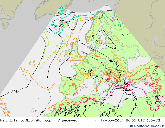 Height/Temp. 925 hPa Arpege-eu Fr 17.05.2024 00 UTC