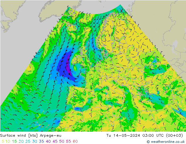 风 10 米 Arpege-eu 星期二 14.05.2024 03 UTC