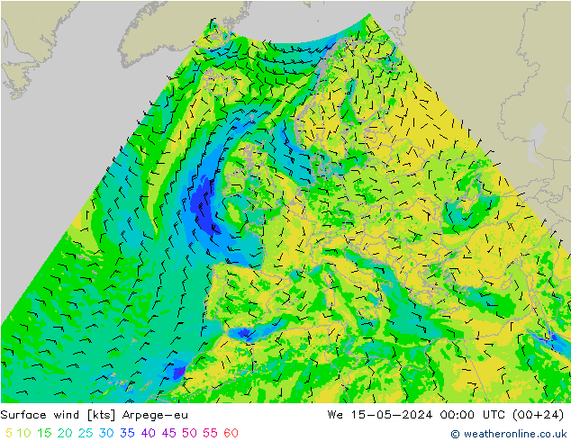 风 10 米 Arpege-eu 星期三 15.05.2024 00 UTC