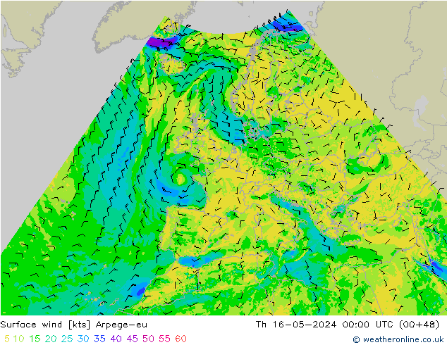 Bodenwind Arpege-eu Do 16.05.2024 00 UTC