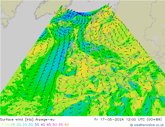 Surface wind Arpege-eu Fr 17.05.2024 12 UTC