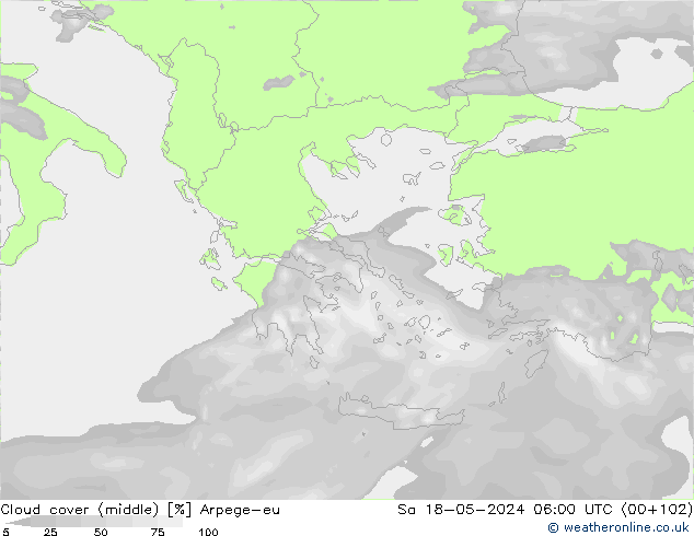 облака (средний) Arpege-eu сб 18.05.2024 06 UTC