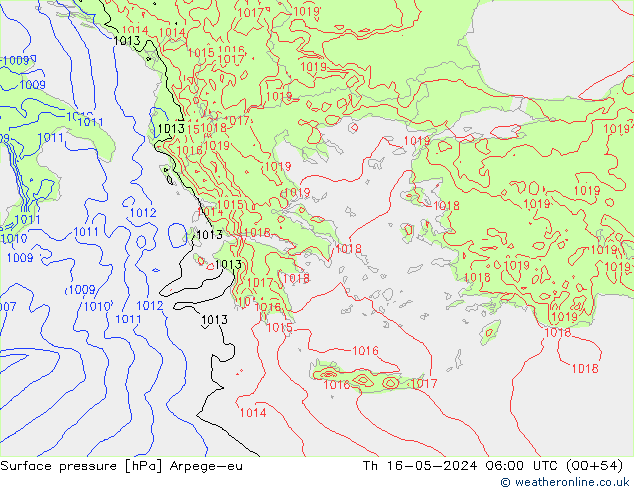 pressão do solo Arpege-eu Qui 16.05.2024 06 UTC