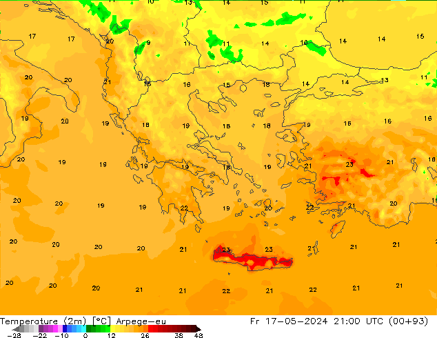 Temperature (2m) Arpege-eu Fr 17.05.2024 21 UTC