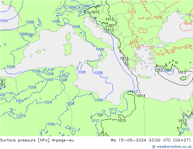 приземное давление Arpege-eu ср 15.05.2024 03 UTC
