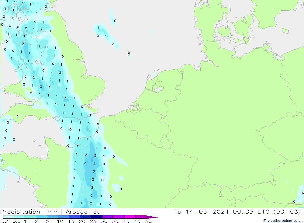 降水 Arpege-eu 星期二 14.05.2024 03 UTC