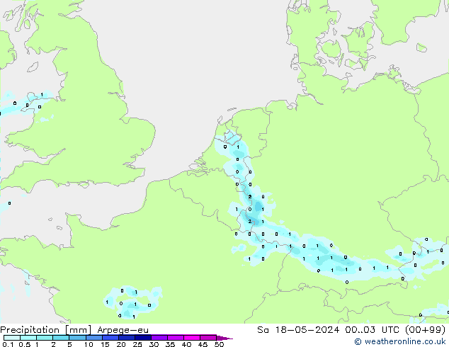 Precipitation Arpege-eu Sa 18.05.2024 03 UTC