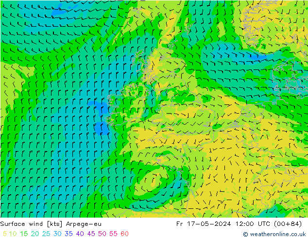 Surface wind Arpege-eu Fr 17.05.2024 12 UTC