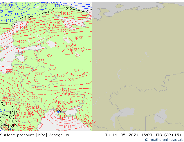 приземное давление Arpege-eu вт 14.05.2024 15 UTC