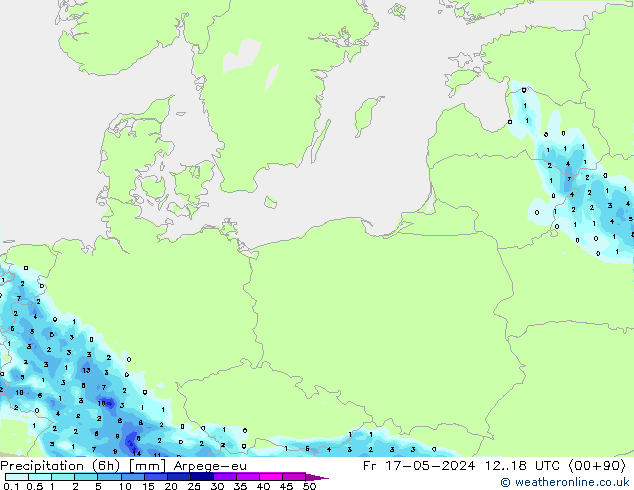 Precipitation (6h) Arpege-eu Fr 17.05.2024 18 UTC