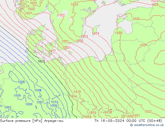pressão do solo Arpege-eu Qui 16.05.2024 00 UTC