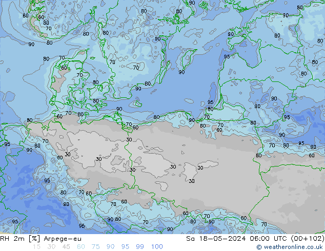 RH 2m Arpege-eu So 18.05.2024 06 UTC