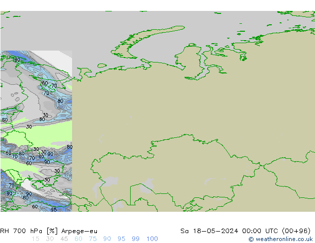 RH 700 hPa Arpege-eu Sa 18.05.2024 00 UTC