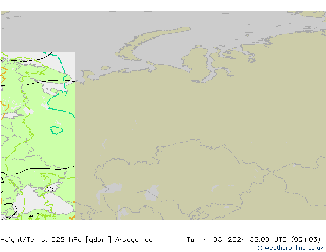 Height/Temp. 925 hPa Arpege-eu  14.05.2024 03 UTC
